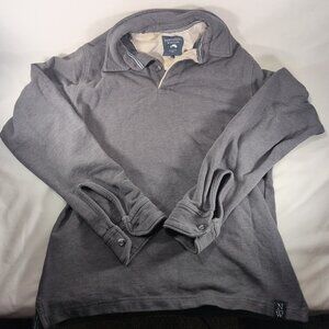 Nantucket Whaler M Men Medium Long Sleeve Collared Shirt 1/4 Button Sweater Gray